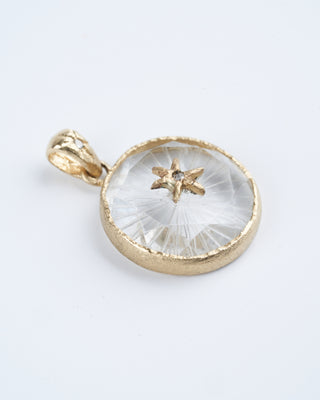 small round north star amulet - 14k yellow gold