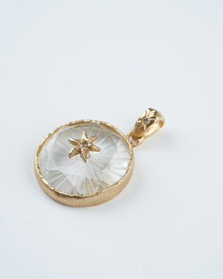 small round north star amulet - 14k yellow gold