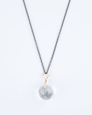 small starry orb, ox chain - oxidized sterling silver