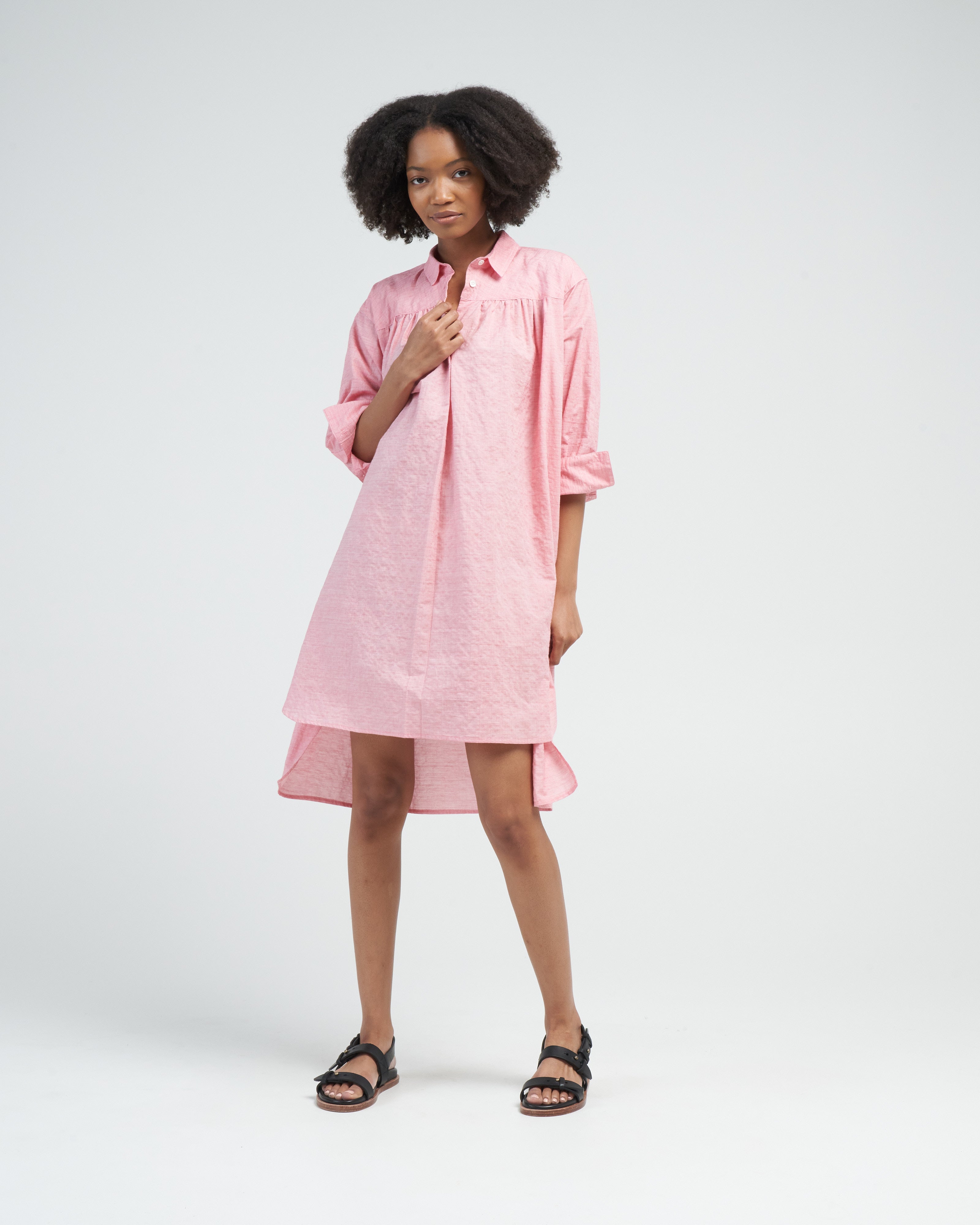 Heather Harlan Smock Shirt Dress Pink Rose Heather Harlan Smock Shirt Dress Pink Rose