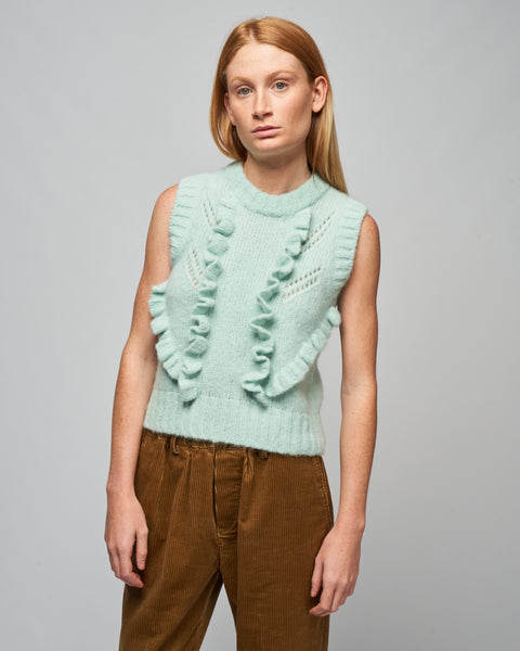 トップス ENFOLD FRILL KNIT VEST GRY 38 ENFOLD FRILL KNIT VEST GRY 38