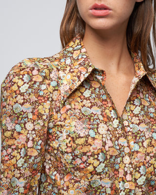 patch pocket box pleat shirt - tawny floral