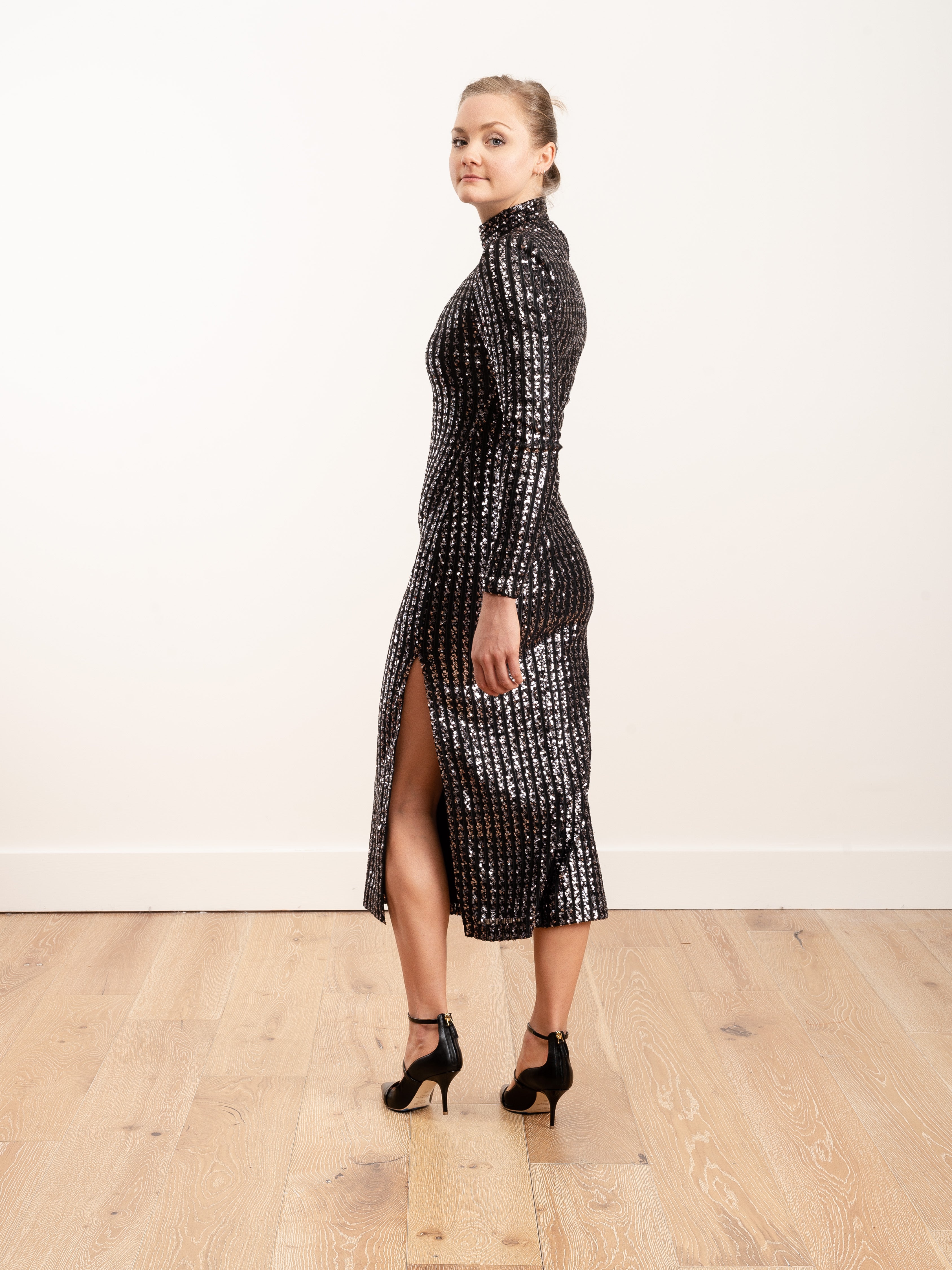 glitter stripe dress & Other Stories + Glitter Stripe Velvet Wrap Dress
