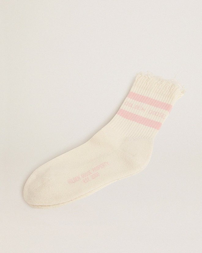 socks high rib/ stripes/golden goose/ripped - papyrus/baby