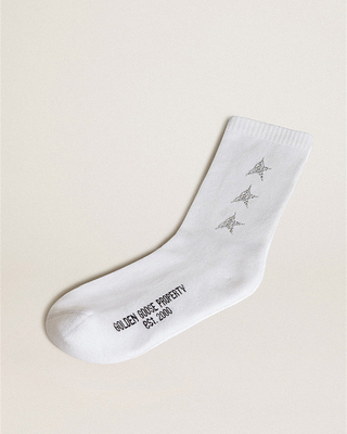 socks high rib/stones side stars - white/crystal