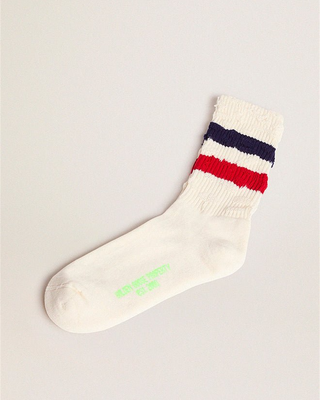 socks high rib/stripes/ripped - old white/ red/ navy/ green fluo