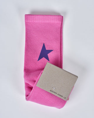 socks low rib/ back star poly printed - bubblegum/ purple 25637
