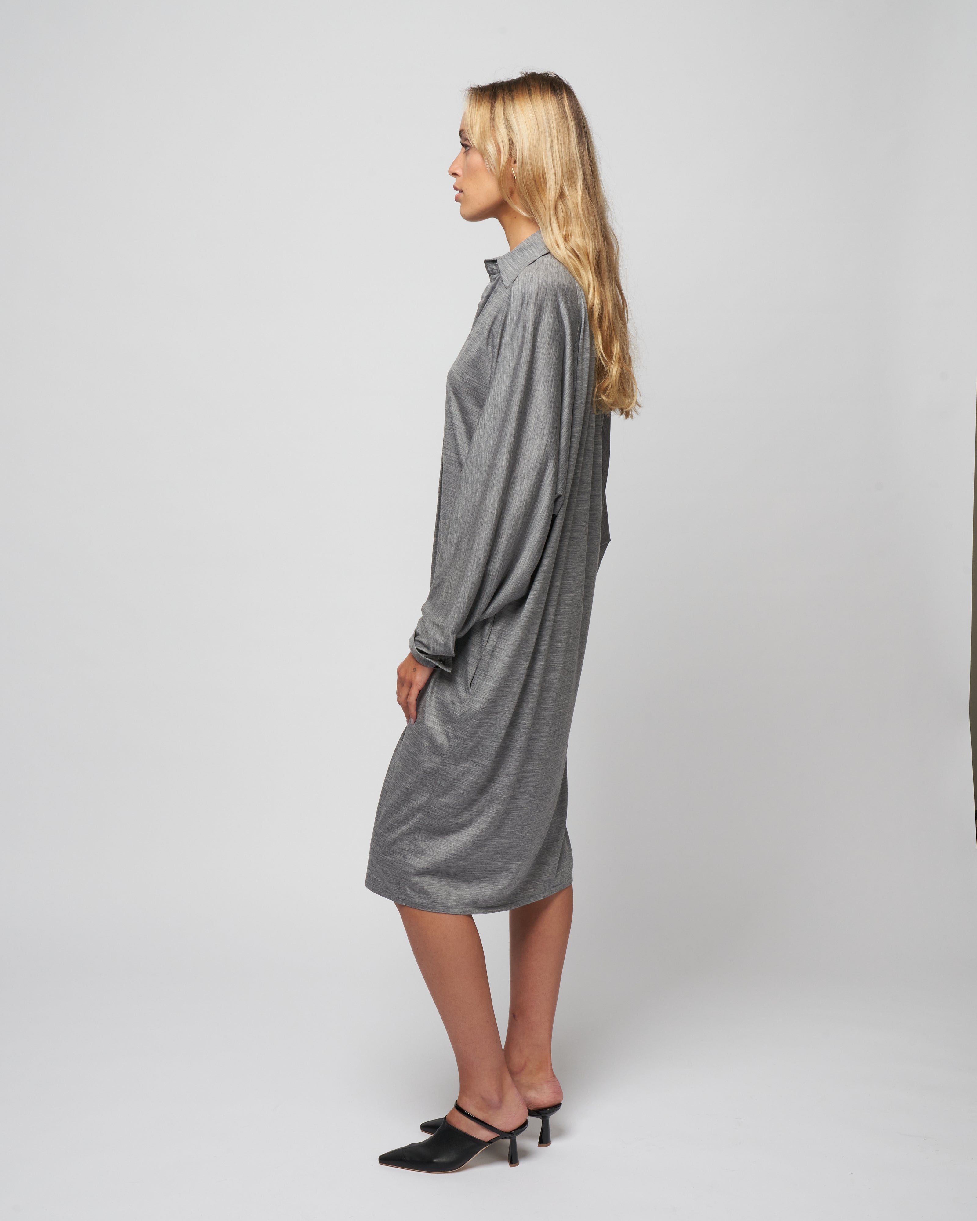 Sofie Dhoore Jersey Shirt Dress Knit Light Grey Mela Sofie Dhoore Jersey Shirt Dress Knit Light Grey Mela