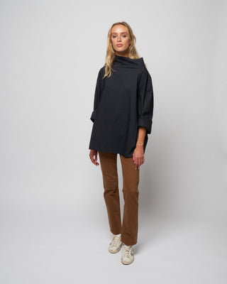 poplin flannel top - woven black