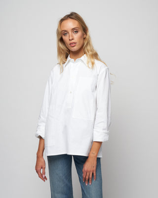 tumbled flannel shirt - woven white