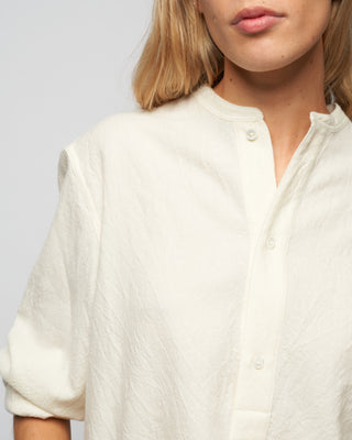 washed wool henley - woven wool white