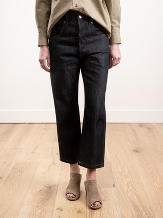 5 pockets low crotch pants - woven raw