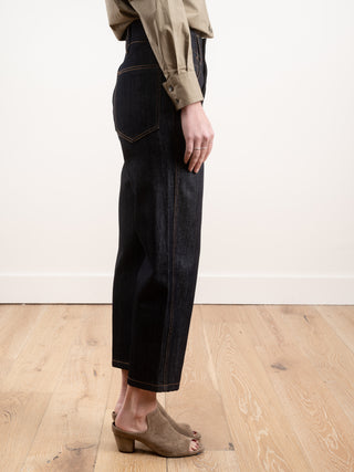 5 pockets low crotch pants - woven raw