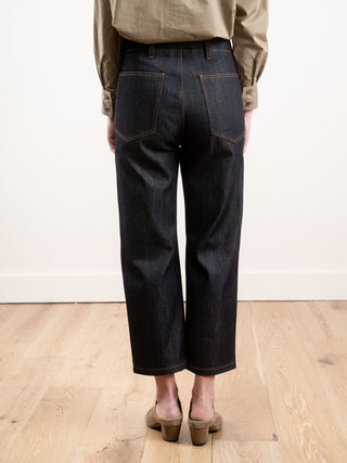 5 pockets low crotch pants - woven raw