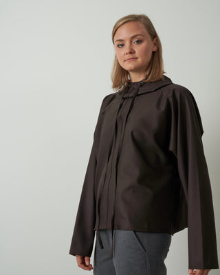 hooded lslv top - woven chocolate