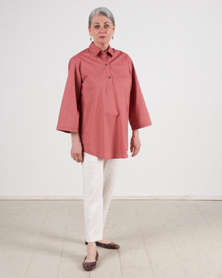 polo-style shirt with round bottom - terracotta