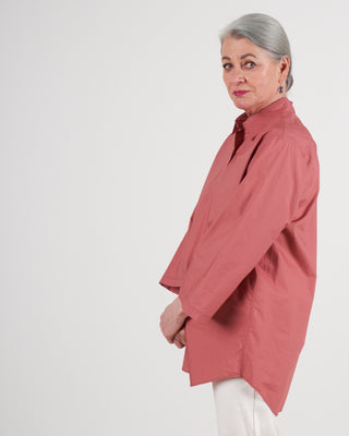 polo-style shirt with round bottom - terracotta