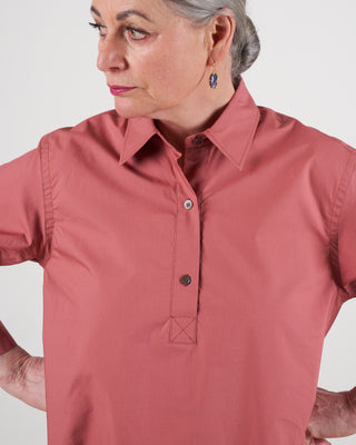 polo-style shirt with round bottom - terracotta