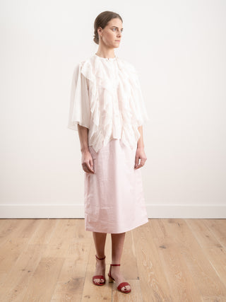 shirt with ruffled front - woven blush