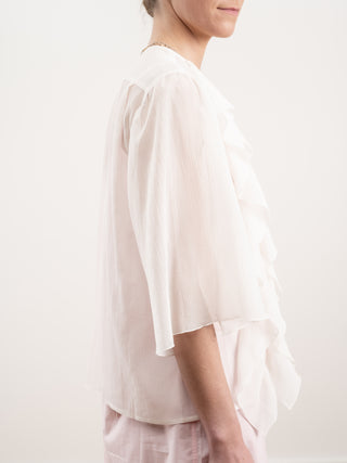 shirt with ruffled front - woven blush