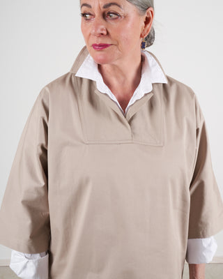 top with 3/4 sleeves and open collar - desert