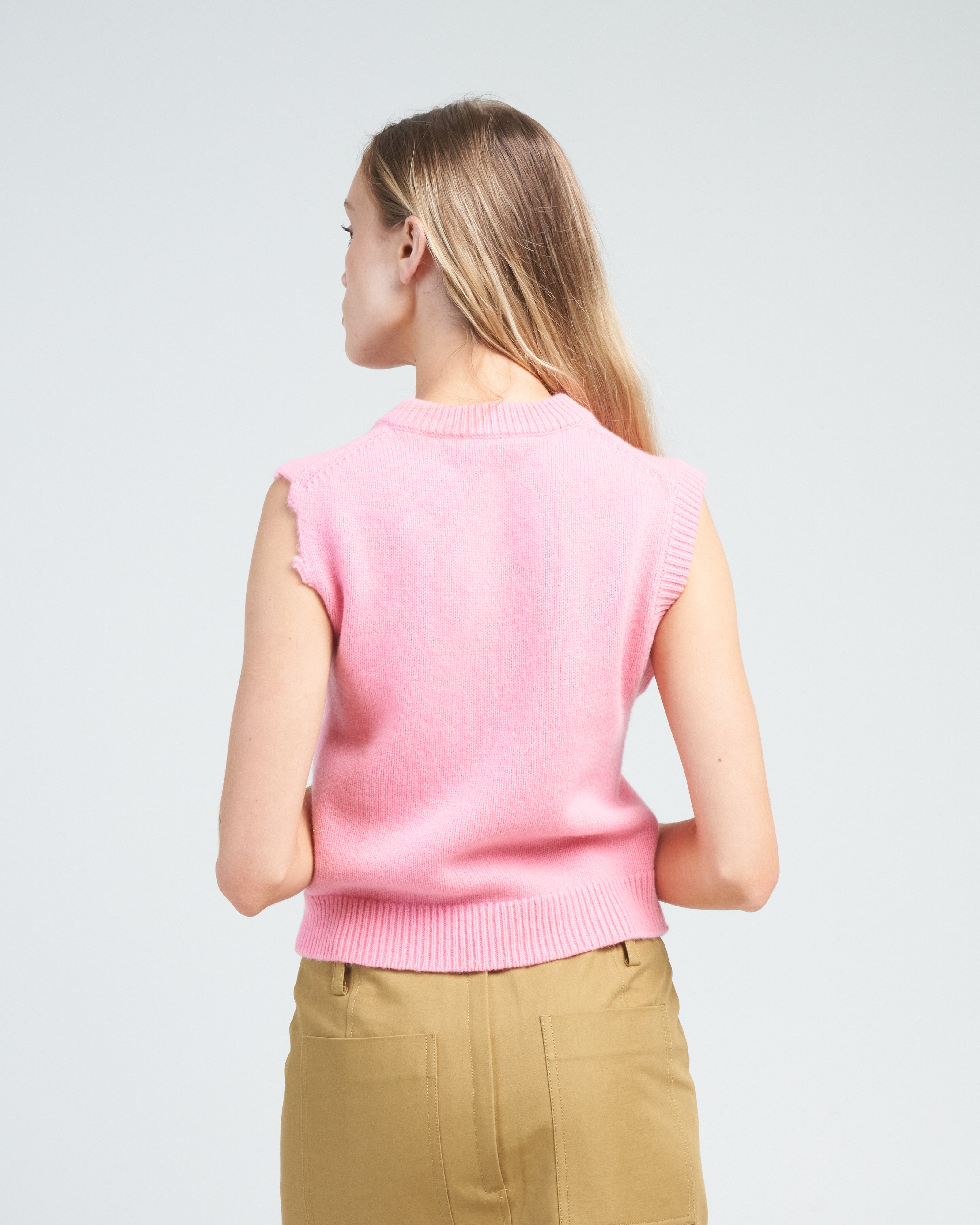 Tibi Soft Lambswool Distressed Vest Pink - Main Image