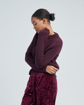 soft mohair shrunken crewneck pullover