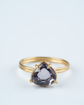 spinel teardrop ring - purple/ gold