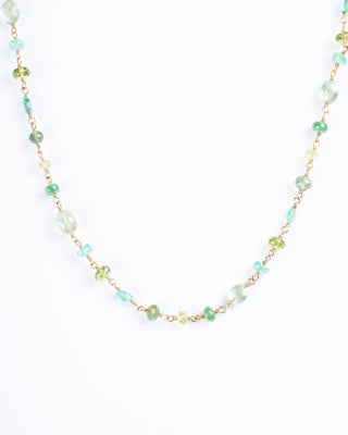 spun sugar multi-stone necklace - green and gold