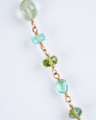 spun sugar multi-stone necklace - green and gold
