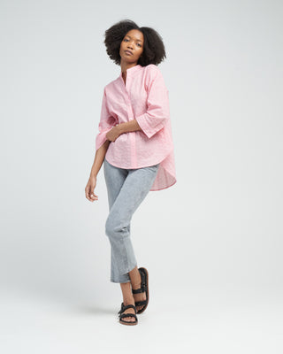 stand collar swing shirt - pink rose