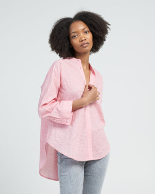 stand collar swing shirt - pink rose