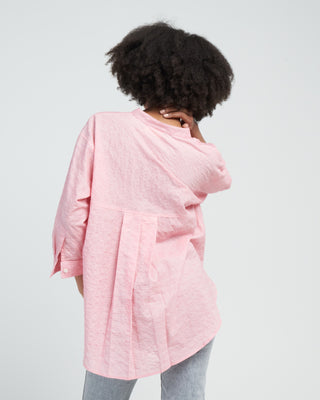 stand collar swing shirt - pink rose