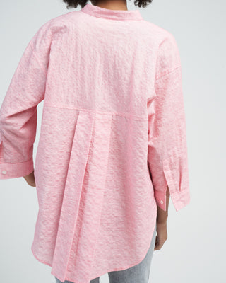 stand collar swing shirt - pink rose