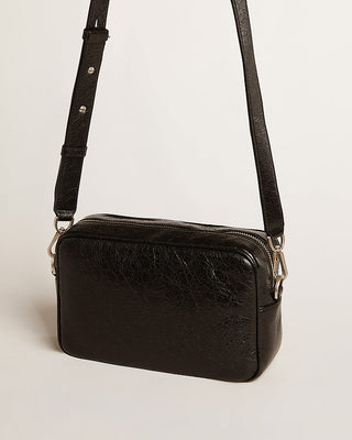 star bag in wrinkled lamb leather - black