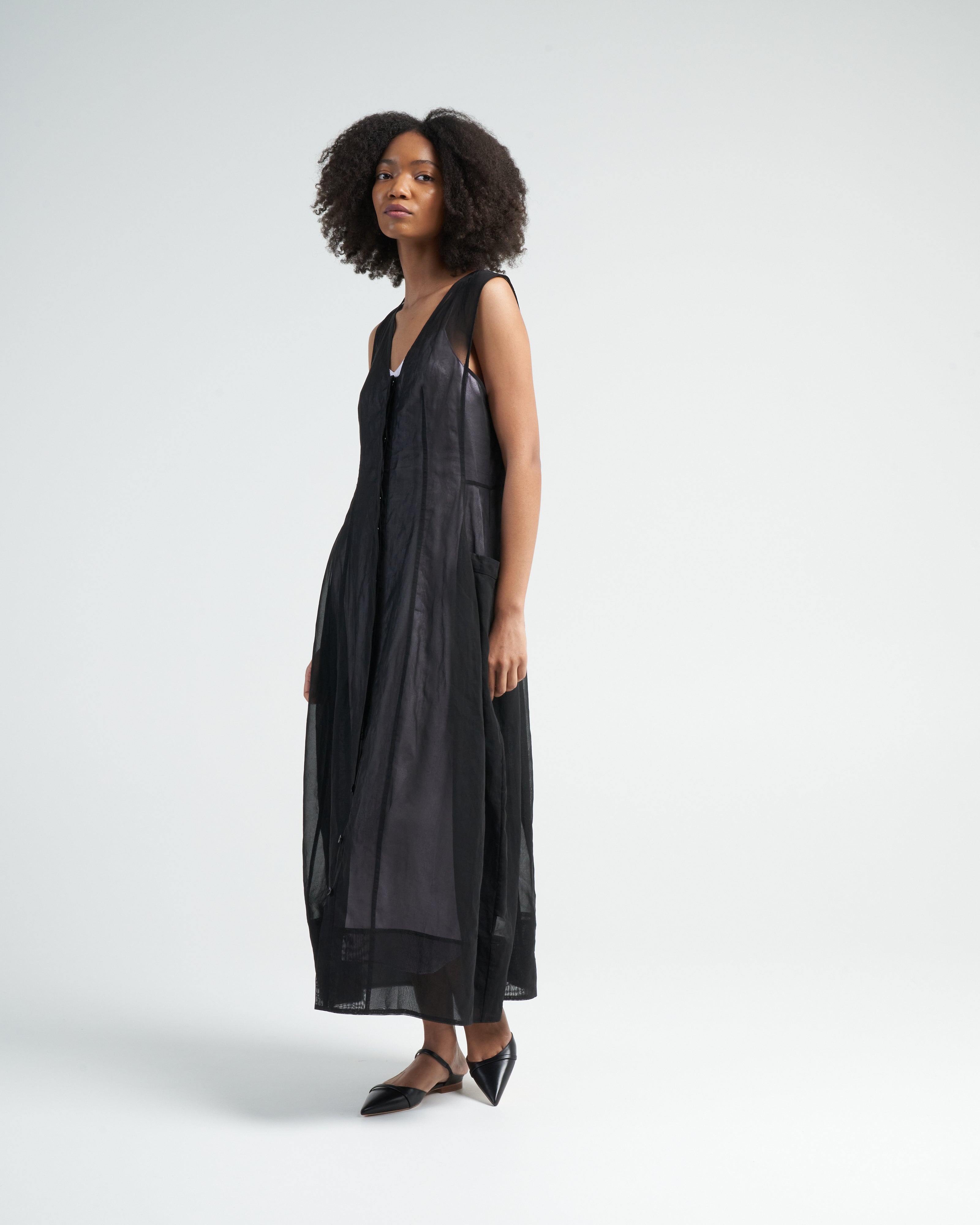 Tibi Startch Cotton Organza Dress Black Tibi Startch Cotton Organza Dress Black