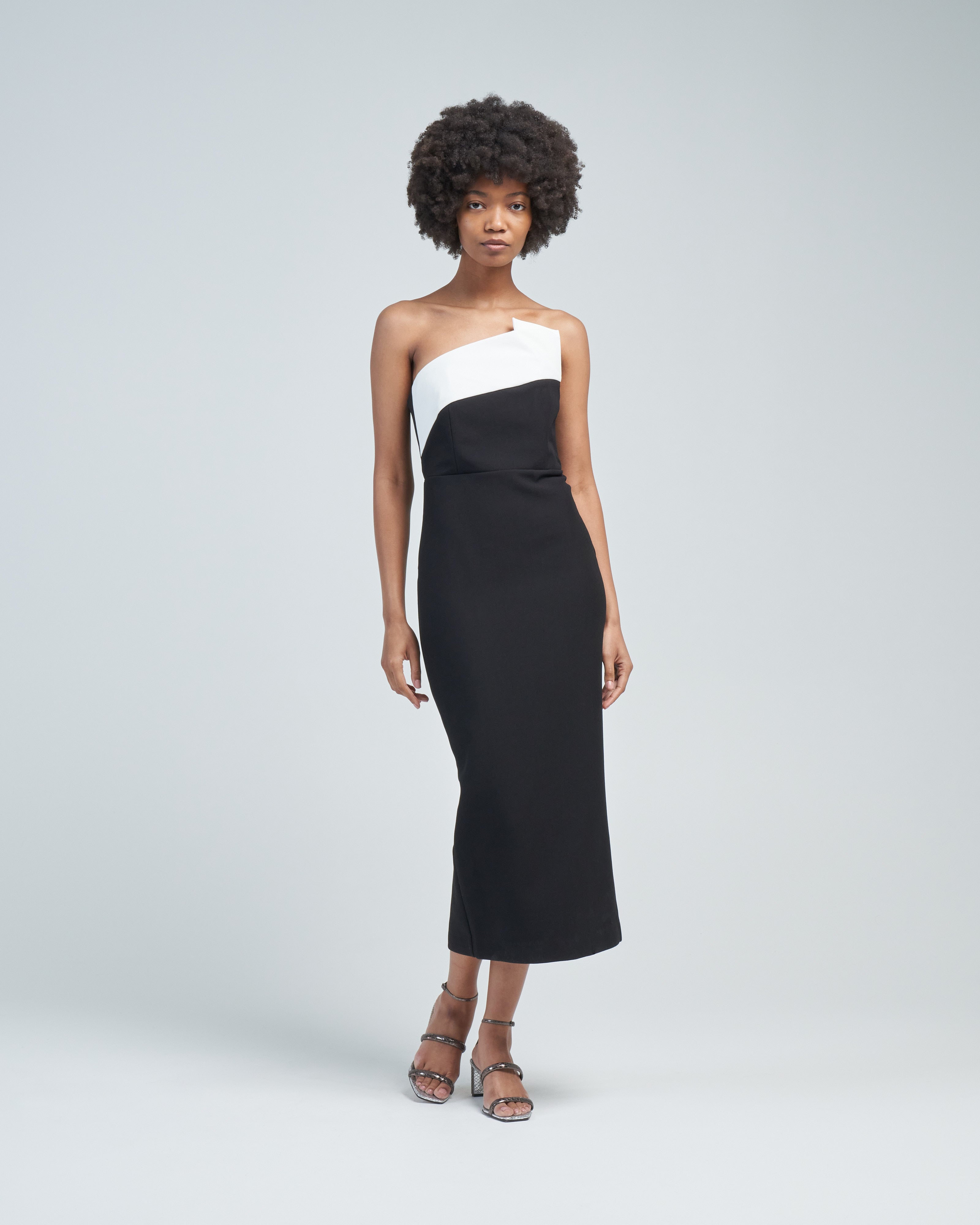 Roland Mouret Strapless Crepe Midi Dress Monochrome Monochrome Roland Mouret Strapless Crepe Midi Dress Monochrome Monochrome