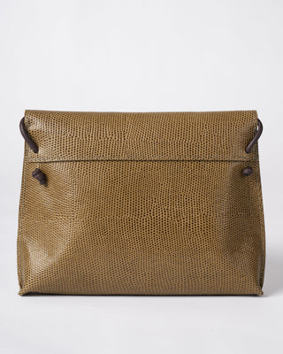 strappy foldover - olive embossed lizard