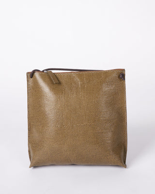 strappy pouch - olive embossed lizard