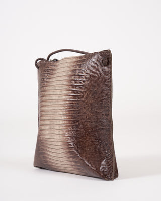 strappy pouch - khaki embossed lizard