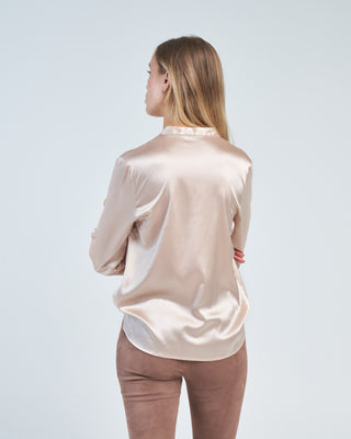 stretch silk v neck