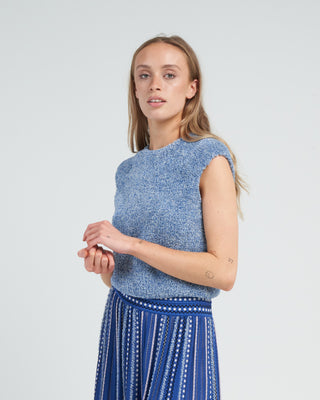 summer tufted knit top - ice blue