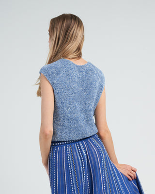 summer tufted knit top - ice blue