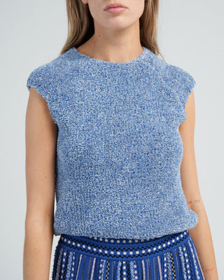 summer tufted knit top - ice blue