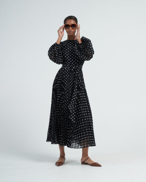 black and cream long sleeve dress Long Sleeve Shirt Dress in Cream and Black Polka Dot | Bella and Blue