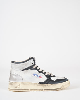 sup vint mid sv11 sneaker - white/black/silver leather
