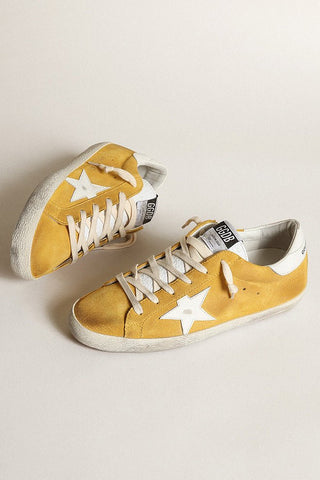 super-star suede high frequency toungue leather star - mustard/white