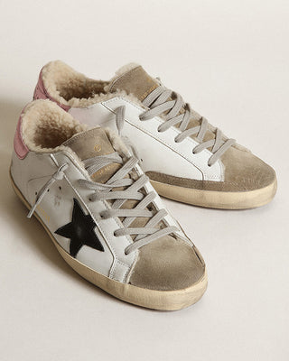 super-star leather with suede toe and shearling lining - white/ice/black/pink