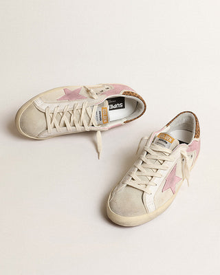 super-star net and suede with leopard print suede heel - cream/antique pink/ivory/leopard