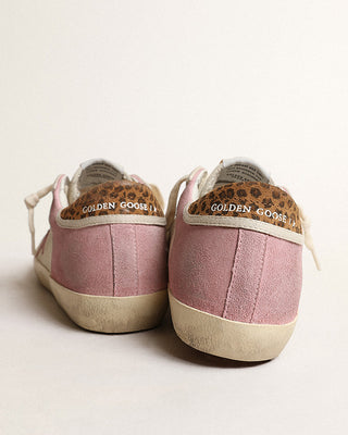 super-star net and suede with leopard print suede heel - cream/antique pink/ivory/leopard